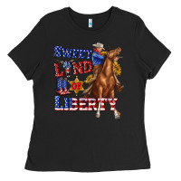 Black western sweet land of liberty 4th july billie wilder Ladies Tee - texasbilliewilder