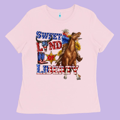 Western Sweet Land Of Liberty 4th July Billie Wilder Ladies Tee Designed By Texasbilliewilder
