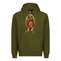 Army Green Lady of Guadalupe with Roses Premium Hoodie - texasbilliewilder