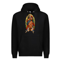Black Lady of Guadalupe with Roses Premium Hoodie - texasbilliewilder
