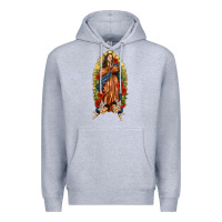 Heather Grey Lady of Guadalupe with Roses Premium Hoodie - texasbilliewilder