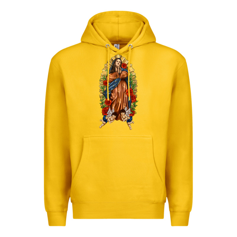 Lady Of Guadalupe With Roses Premium Hoodie by texasbilliewilder | Teevron
