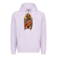 Lilac Lady of Guadalupe with Roses Premium Hoodie - texasbilliewilder