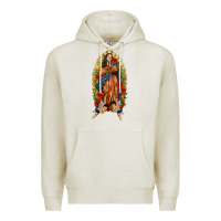 Oatmeal Heather Lady of Guadalupe with Roses Premium Hoodie - texasbilliewilder