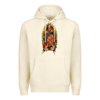Sandshell Lady of Guadalupe with Roses Premium Hoodie - texasbilliewilder