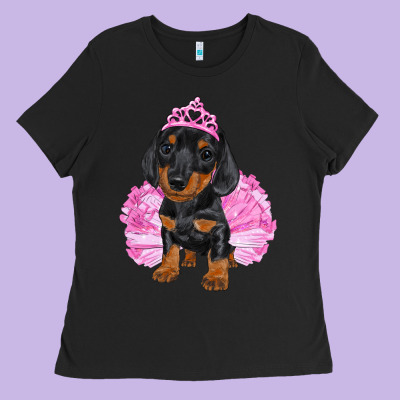 Balerina Dachshund With Tutu Ladies Tee Designed By Ranaportraitstore