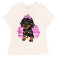 Bone balerina dachshund with tutu Ladies Tee - RanaPortraitStore