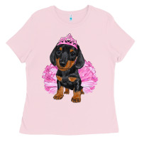 Bubblegum Pink balerina dachshund with tutu Ladies Tee - RanaPortraitStore