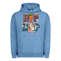 Pigment Pebble Blue Western hip hop bunny Easter Day Urban Hoodie - CowGirlArtShop