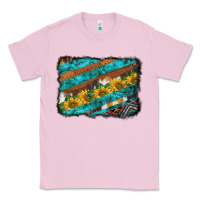 Bubblegum Pink western aztec sunflowers turquoise cowhide background Classic Tee - BarkalooDesign