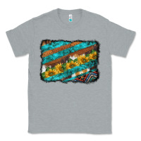 Heather Grey western aztec sunflowers turquoise cowhide background Classic Tee - BarkalooDesign