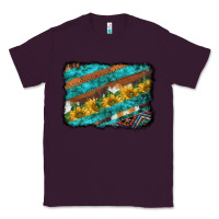 Plum western aztec sunflowers turquoise cowhide background Classic Tee - BarkalooDesign