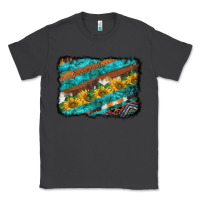 Smoke western aztec sunflowers turquoise cowhide background Classic Tee - BarkalooDesign