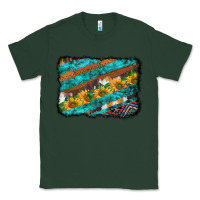 Sports Green western aztec sunflowers turquoise cowhide background Classic Tee - BarkalooDesign