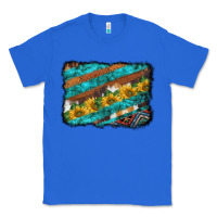 True Royal western aztec sunflowers turquoise cowhide background Classic Tee - BarkalooDesign