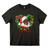 Asphalt merry christmas african american santa with wreath Heavy Core Tee - RanaPortraitStore