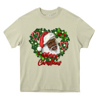 Mossy merry christmas african american santa with wreath Heavy Core Tee - RanaPortraitStore