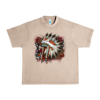 French Oak İndian Headress Cowhide Urban Heavy Tee - AdoDesignShop