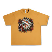 Peanut Butter İndian Headress Cowhide Urban Heavy Tee - AdoDesignShop