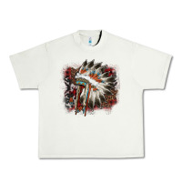 Pistachio İndian Headress Cowhide Urban Heavy Tee - AdoDesignShop