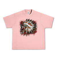 Salmon İndian Headress Cowhide Urban Heavy Tee - AdoDesignShop