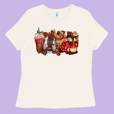 Hot Chocolate Coffee Cups Ladies Tee Designed By Zillion Design Studio