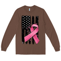 Chestnut breast cancer ribbon american flag Long Sleeve Tee - MaliasSmallBusiness