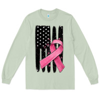 Matcha breast cancer ribbon american flag Long Sleeve Tee - MaliasSmallBusiness