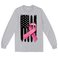 Moon Dust breast cancer ribbon american flag Long Sleeve Tee - MaliasSmallBusiness