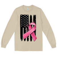 Mushroom breast cancer ribbon american flag Long Sleeve Tee - MaliasSmallBusiness