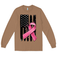 Toasted Coconut breast cancer ribbon american flag Long Sleeve Tee - MaliasSmallBusiness