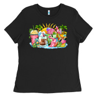 Black beach summer coffee cups Ladies Tee - Zillion Design Studio