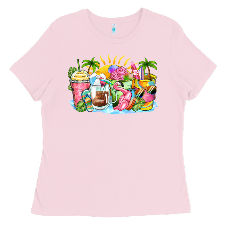 Beach Summer Coffee Cups Ladies Tee by Zillion Design Studio | Teevron