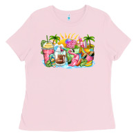 Bubblegum Pink beach summer coffee cups Ladies Tee - Zillion Design Studio