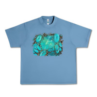 Pebble Blue turquoise leopard background Urban Heavy Tee - AdoDesignShop