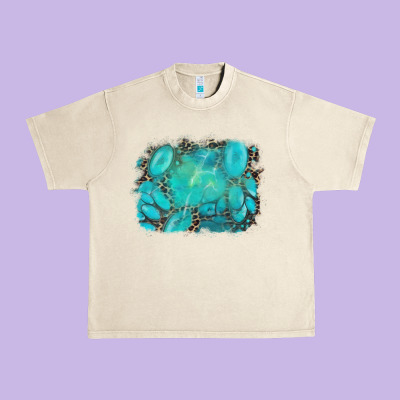 Turquoise Leopard Background Urban Heavy Tee Designed By Adodesignshop
