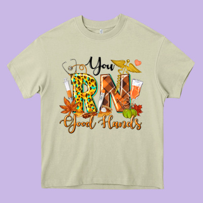 You Rn Good Hands Fall Heavy Core Tee Designed By Texasbilliewilder