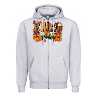 Heather Grey fall vibes Zipper Hoodie - MaliasSmallBusiness