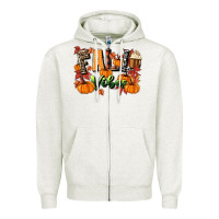 Oatmeal Heather fall vibes Zipper Hoodie - MaliasSmallBusiness
