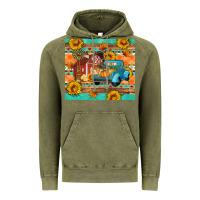 Vintage Olive Farm life fall barn and truck Vintage Hoodie - Artiststas