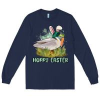 Navy hoppy easter duck hunting Long Sleeve Tee - MaliasSmallBusiness