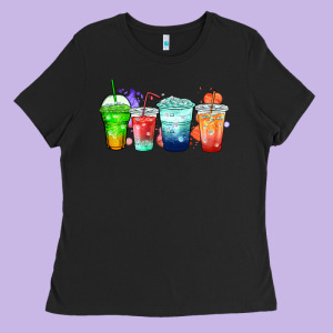 Tea Junkie Coffee Cups Ladies Tee Designed By Zillion Design Studio