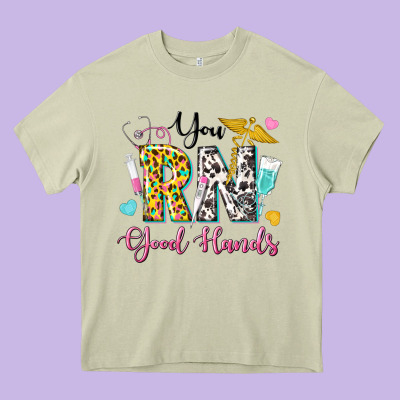 You Rn Good Hands Heavy Core Tee Designed By Texasbilliewilder