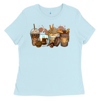 Baby Blue leopard coffee cups Ladies Tee - Zillion Design Studio