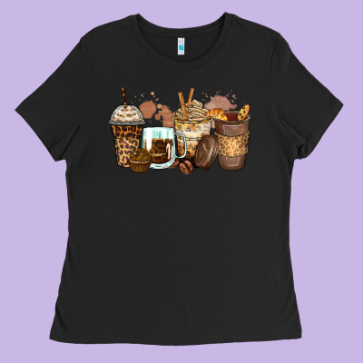 Leopard Coffee Cups Ladies Tee Designed By Zillion Design Studio