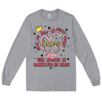 Heather Grey side by side or miles apart sisters will always be connected by heart Long Sleeve Tee - MaliasSmallBusiness