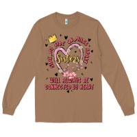 Toasted Coconut side by side or miles apart sisters will always be connected by heart Long Sleeve Tee - MaliasSmallBusiness