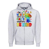 Heather Grey in a world where you can be anything be kind Zipper Hoodie - MaliasSmallBusiness