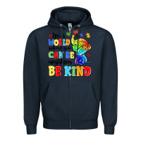 Navy in a world where you can be anything be kind Zipper Hoodie - MaliasSmallBusiness