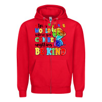 Red in a world where you can be anything be kind Zipper Hoodie - MaliasSmallBusiness